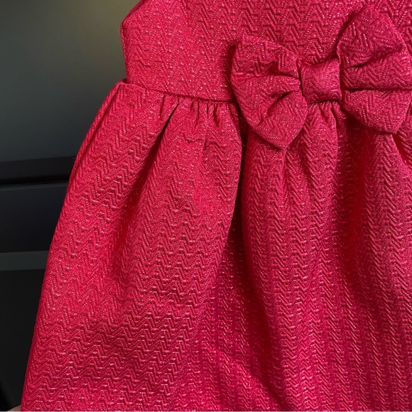 EUC Cat & Jack Red Holiday Sparkle Dress (18mo) - Picture 6 of 7